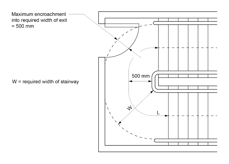 Figure D3D25: Illustration of door to a fire-isolated stairway complying with D3D25(1)(a)