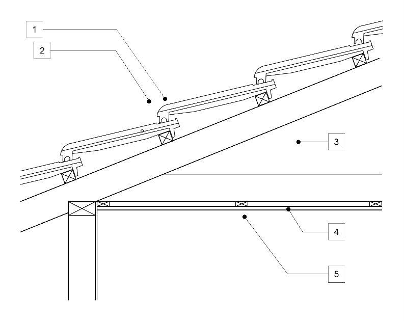 Figure J4D4b: Roof 15° to 45° pitch—horizontal ceiling—clay tiles 19 mm