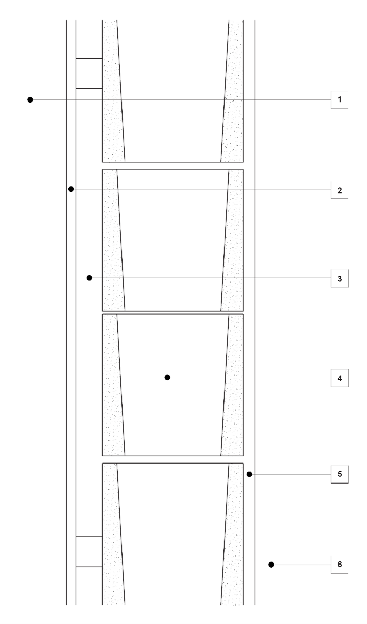 Figure S37C1h: Dense weight hollow concrete block with external 6 mm cement sheet cladding on bat- tens or furring channels